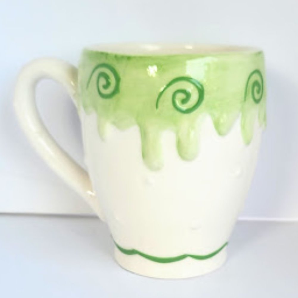 AVON GREEN SWIRLS CELEBRATION MUG FROM THE BIRTHDAY GIFT COLLECTION 2004